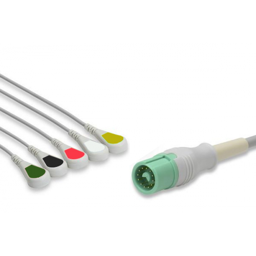 Kabel kompletny EKG do Datascope / Mindray / Fukunda, 5 odprowadzeń, zatrzask, wtyk 12 pin